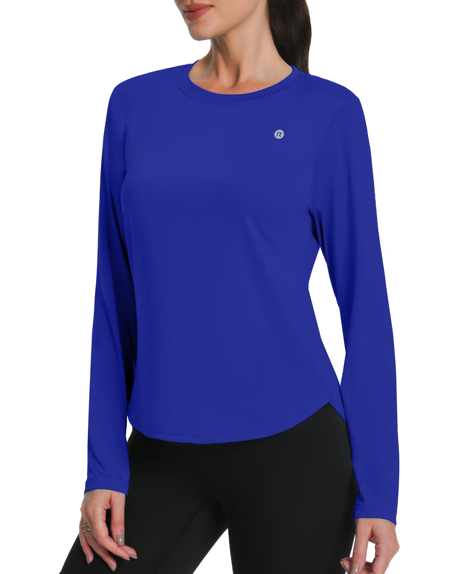 Runhit Sportshirt Damen Langarm, UPF 50+ UV Shirt Funktionsshirt Locker Atmungsaktiv Schnelltrocknend, Leichtes Laufshirt mit Daumenloch & Schlitzsaum für Fitness Yoga Outdoor Sport