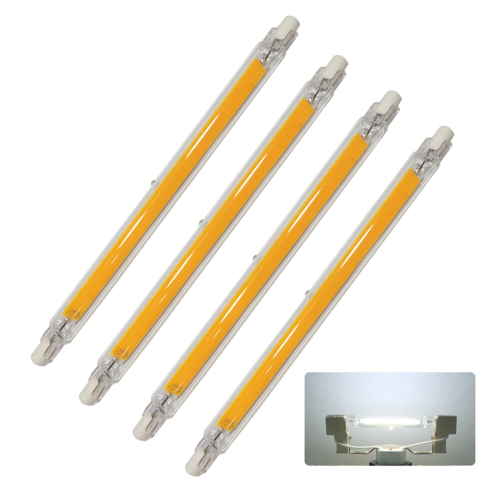 COITROZR R7S LED 189mm Bulb, 15W Replace R7S J189 150W Halogen, AC 230V 1500LM R7S COB LED 189mm Linear Light Bulb,cool white,4pcs