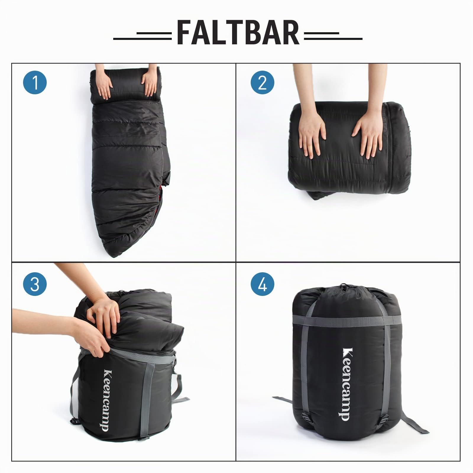 Keencamp Schlafsack Outdoor Flanell Warmer 3-4 Jahreszeiten Baumwolle Innenfutter bis -1°C XXL Deckenschlafsack Tragbar Leicht Winter Schlafsack Camping für Erwachsenen 230x90 cm