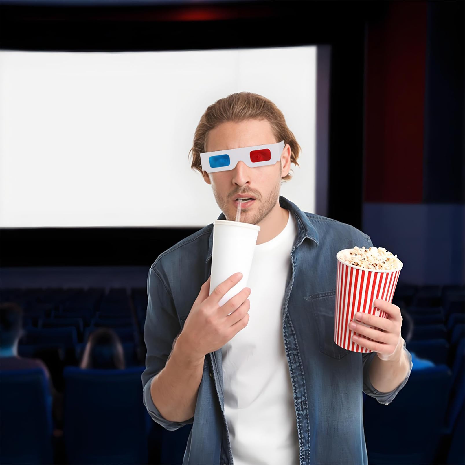 100pezzi Occhiali Anaglifici Rossi e Blu in Cartone Resistente Per Feste Cinema e Giochi in Famiglia