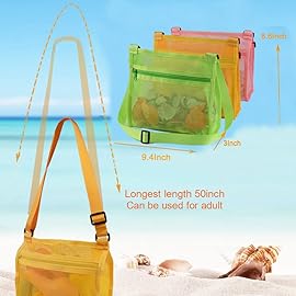 MUYIZI Shell Bags for Beach - Mesh Shell Collecting Bags for Kids, Picking Up Shells