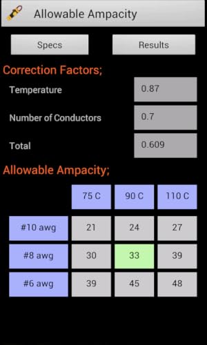 Electrical Calc Canada – vue 7
