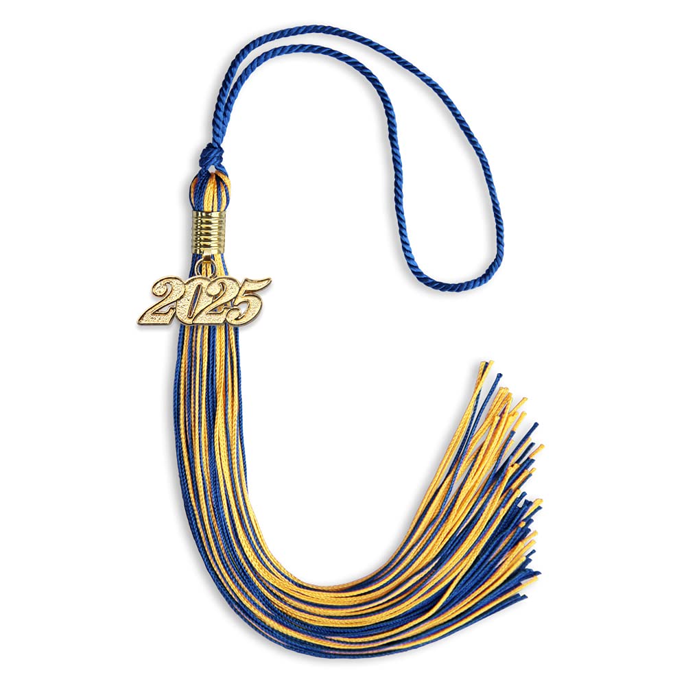 Endea Graduation Mixed Double Color Tassel with Gold Date Drop (Royal Blue/Gold, 2025)