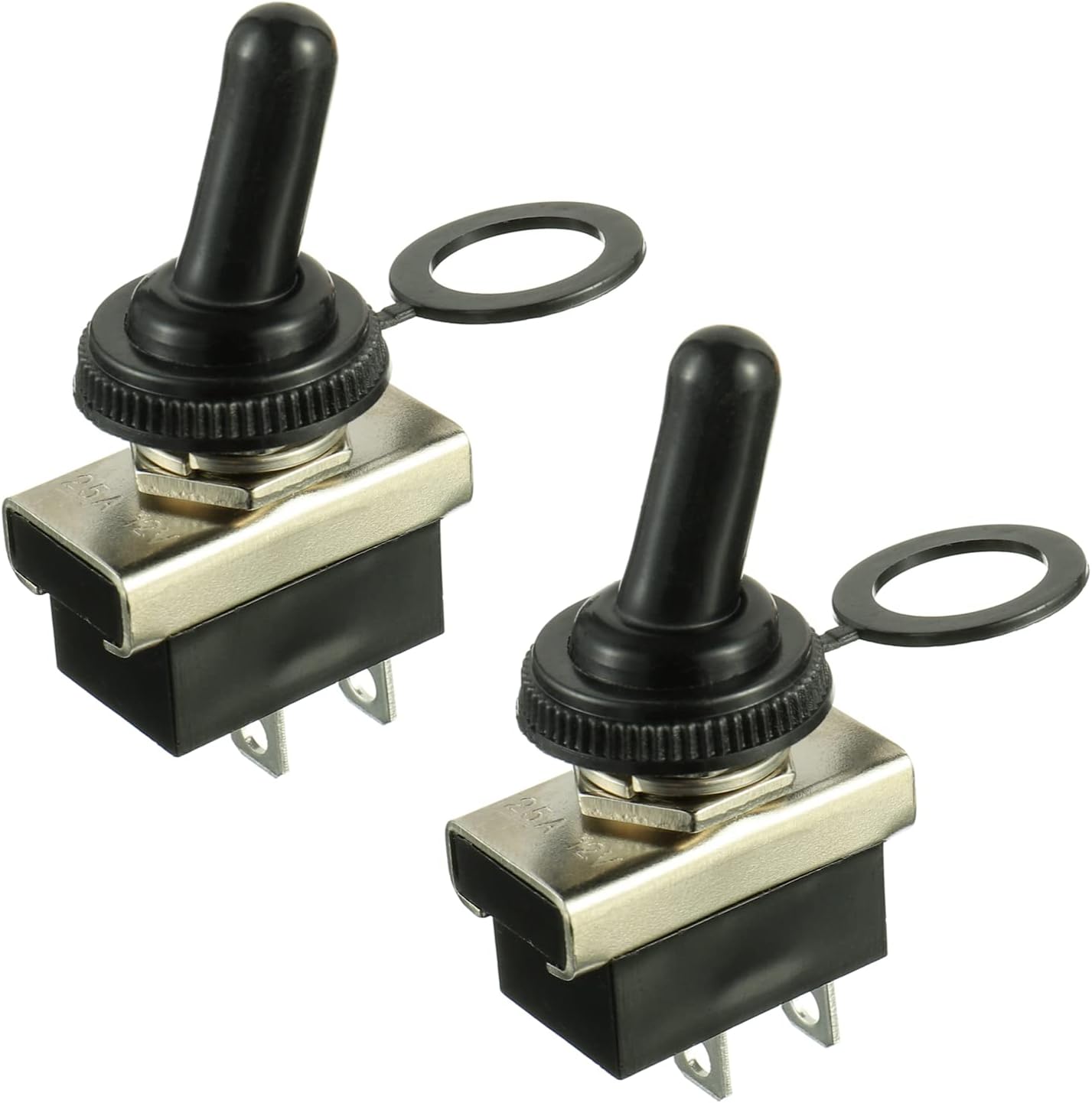 KN3(D)-101 Metal Toggle Switch On/Off 12V 25A 2 Position 2 Pin Waterproof with Rubber Cover (2 Pcs)