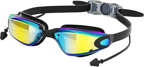 Gafas de natación, antivaho anti-UV, sin fugas, gafas de natación ajustables con visión clara para mujeres y hombres