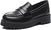 U-lite Womens Classic Simple Mid Heel Oxfords Penny Loafers Comfortable Slip On Dress Shoes