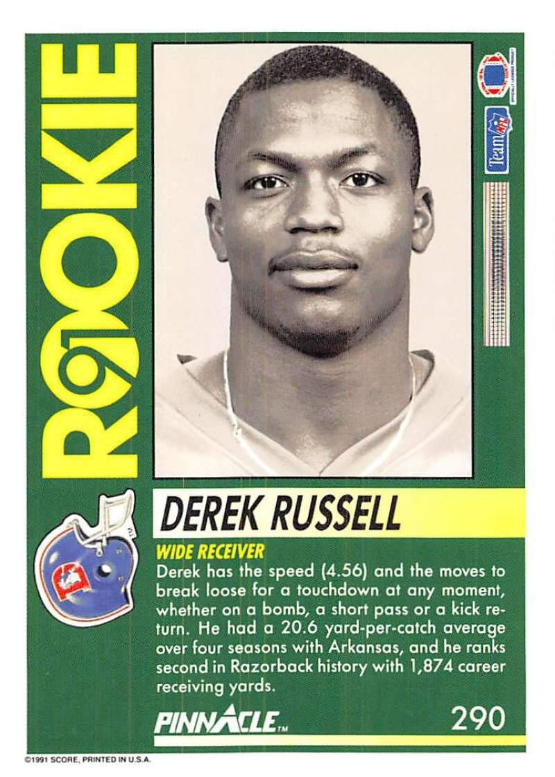 Amazon.com: Football NFL 1991 Pinnacle #290 Derek Russell #290 NM