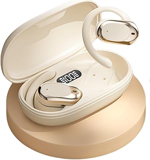 Open Ear Headphones Earbuds Wireless - 5.4 Bluetooth Ear Buds with LED Digital Display HiFi Sound Quality, Wireless Headphones Touch Control Air Conduction Stereo Sound (Skin)