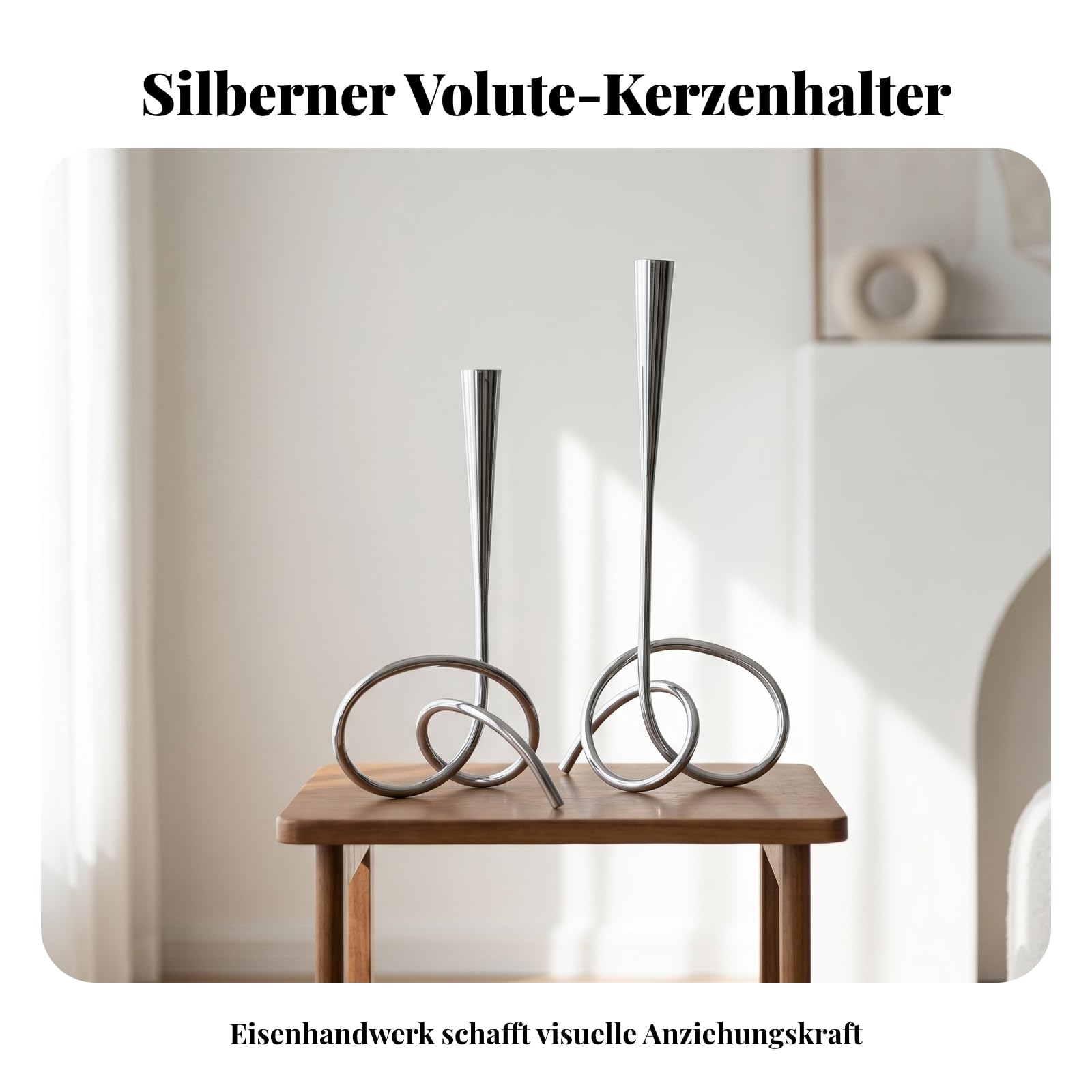 Colcolo Kerzenhalter Silber Spiralform Kerzenständer Tafelkerzenhalter Dekokerzenhalter aus Edelstahl mit Geschwungenem Fuß Und, Silberner Gedrehter Spiral-Kerzenhalter, Hoch