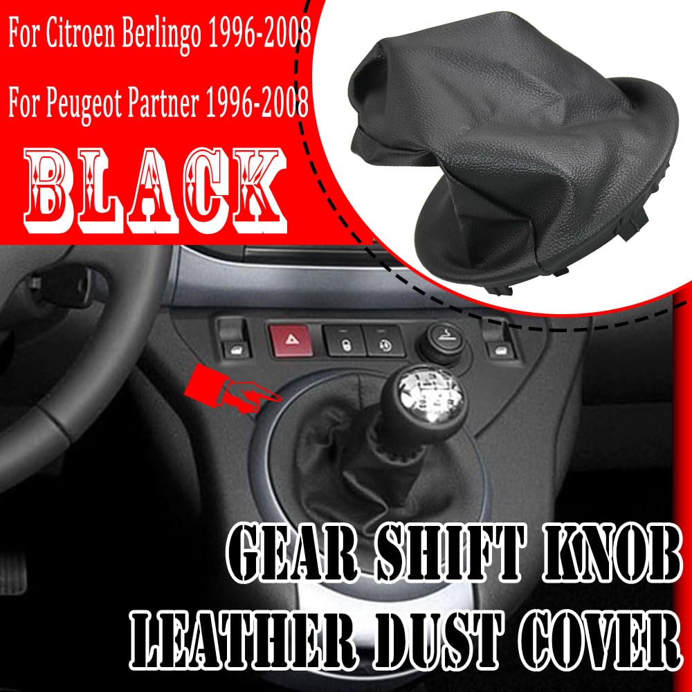 Soufflet De Levier De Vitesse Manuel En Cuir Noir Pour CitroëN Berlingo Ii Peugeot Partner 2008 2009 2010 2011 2012 2013 2014 2015 2016 2017 2018