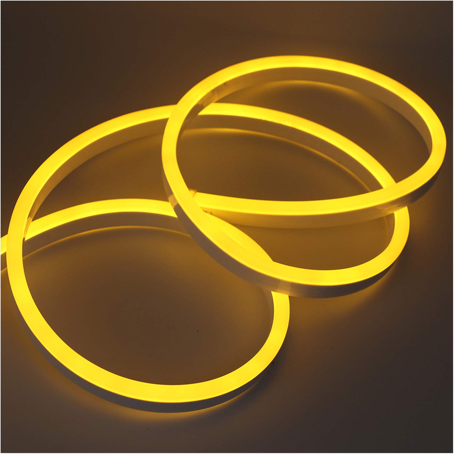GQL 1m Yellow Flexible NEON Light, 220V SMD 2835 120 LED Strip Light Kit (IP65 Waterproof) with UK Plug Power Supply for Home Garden Bar Decoration