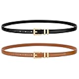 Leather Thin Belts for Women, Fashion Women's Skinny Belts Thin Ladies Belts for Jeans Dress Pants