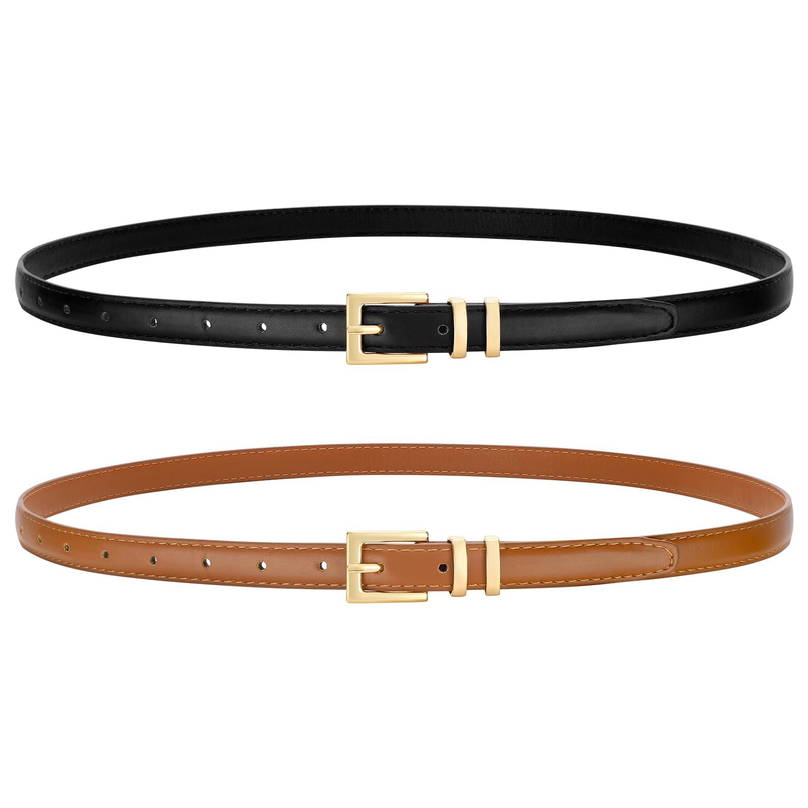 VONMELLI Leather Thin Belts for Women Fashion Womens Skinny Belts Thin Ladies Belts for Jeans Dress Pants