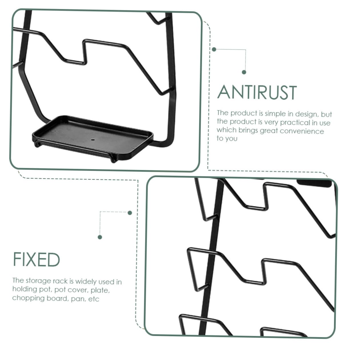 Support Mural Cuisine pour Couvercle de Casserole et Planche à Découper Organisateur Suspendu Pratique Rangement pour Ustensiles Compatible Murs Lisses Noir