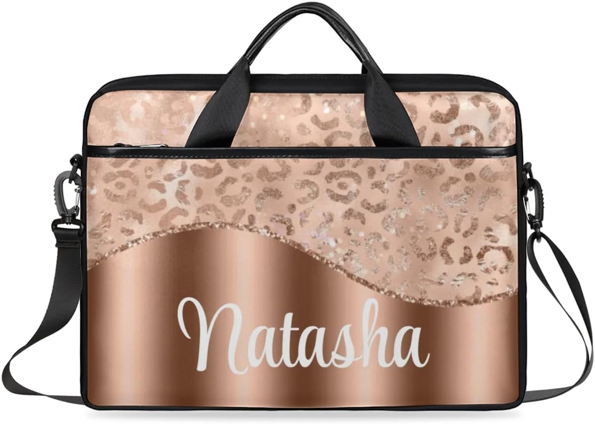 Personalized Laptop Bag Case Briefcases Shoulder Bag for Women, Custom Computer Cases for Laptops Hot Pink Flower