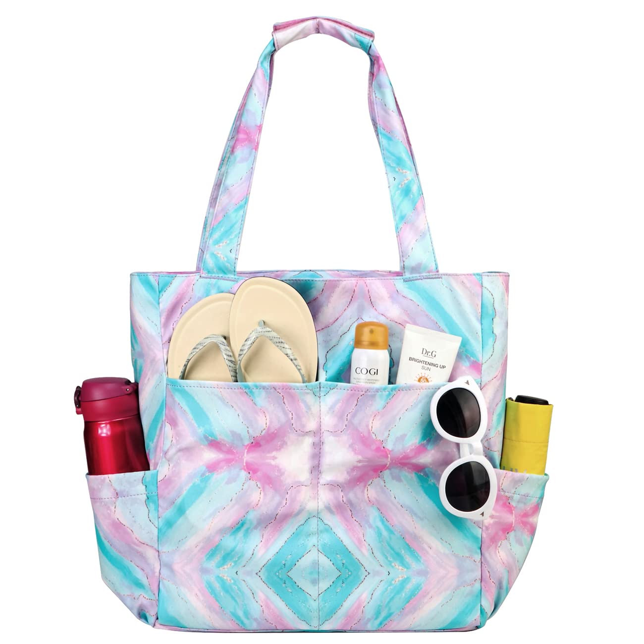 KasgoBolso Playa Mujer, Bolsa Playa Grande Bolso de Viaje Impermeables Bolso Bandolera Mujer Mano Bolso Shopper Hombro Beach Tote Bag Bolsa Picnic con Cremallera para Fiesta Compras