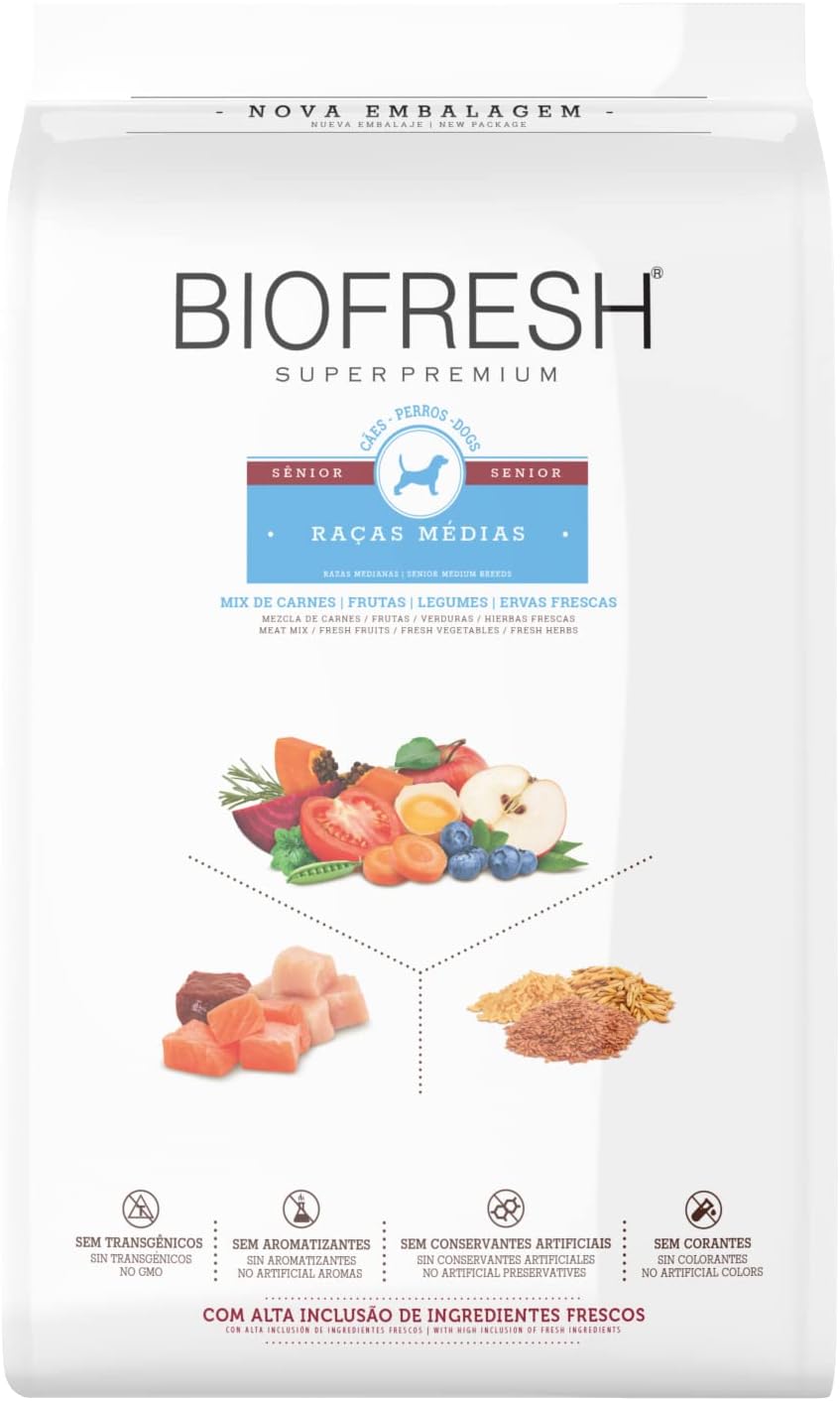 Ração HERCOSUL Biofresh Senior Médio 10,1kg Premium — Melhor Nutrição para Cães Idosos