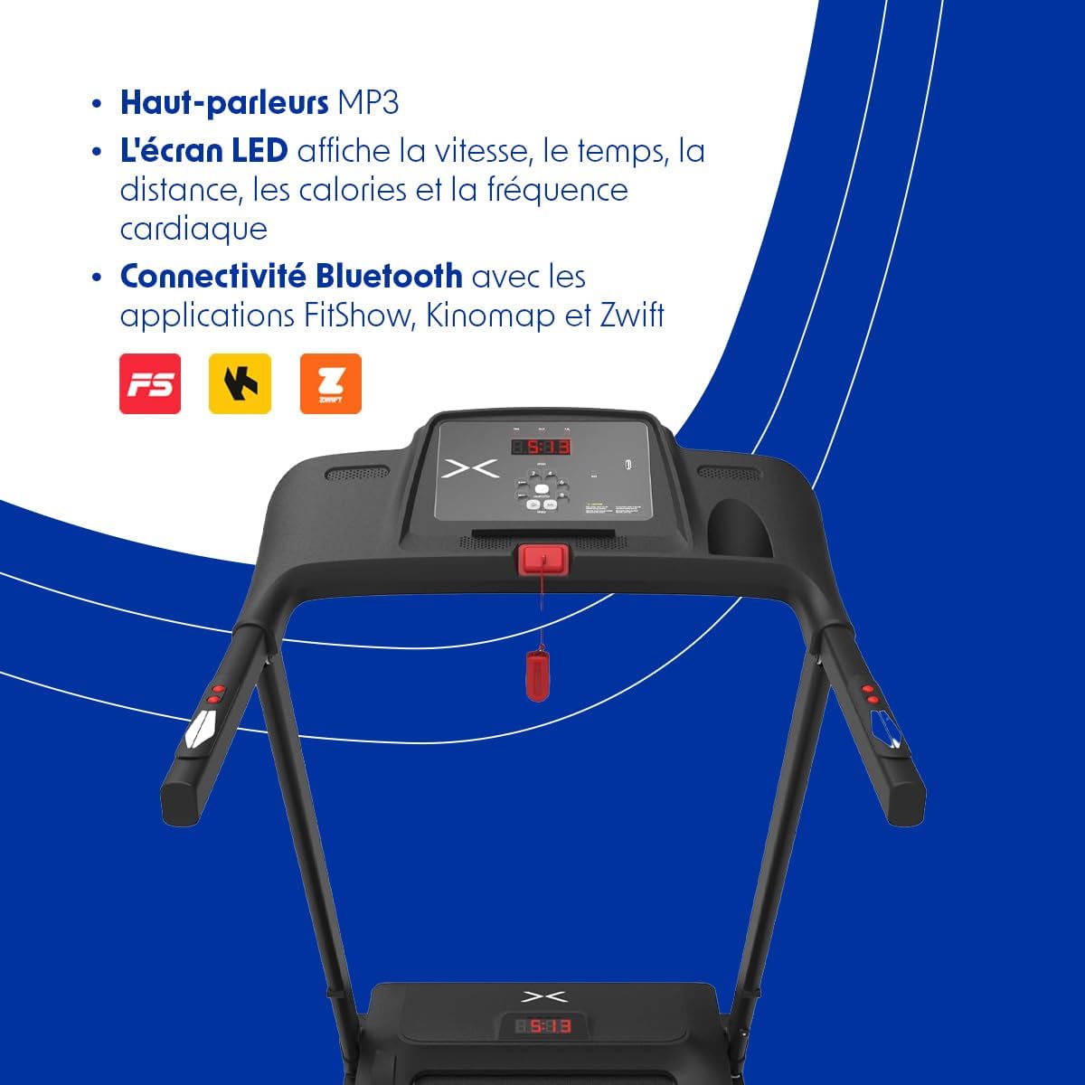 Treadmill console with LED display and control buttons