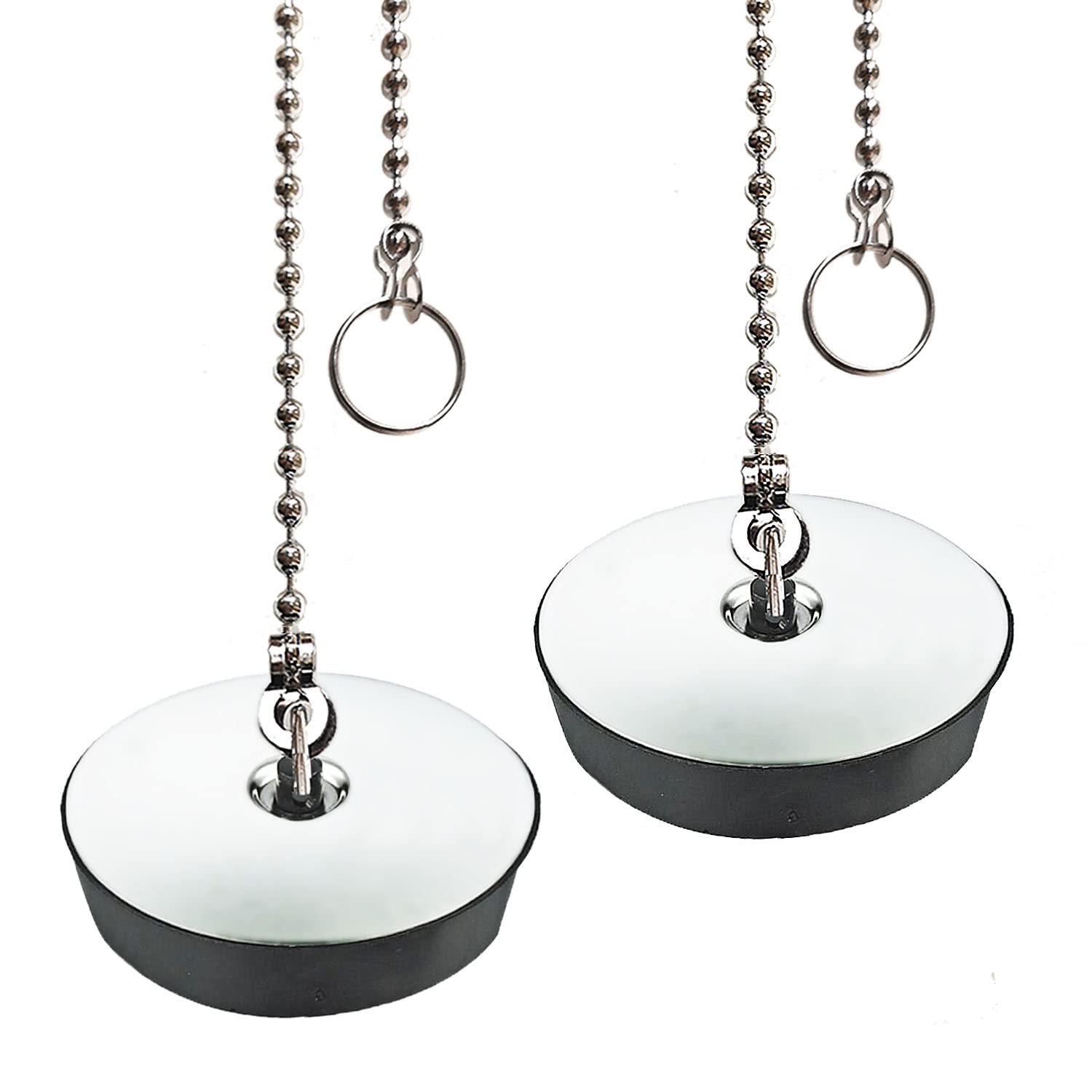 (2 Pack) Tomario Kitchen Sink Plug with Chain 1 3/4 inch Bath Plug 44mm