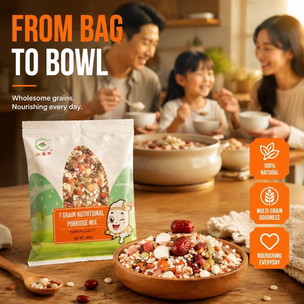 7 confezioni di mix di congee multicereali, 120 g for busta di porridge di cereali integrali assortiti for la colazione