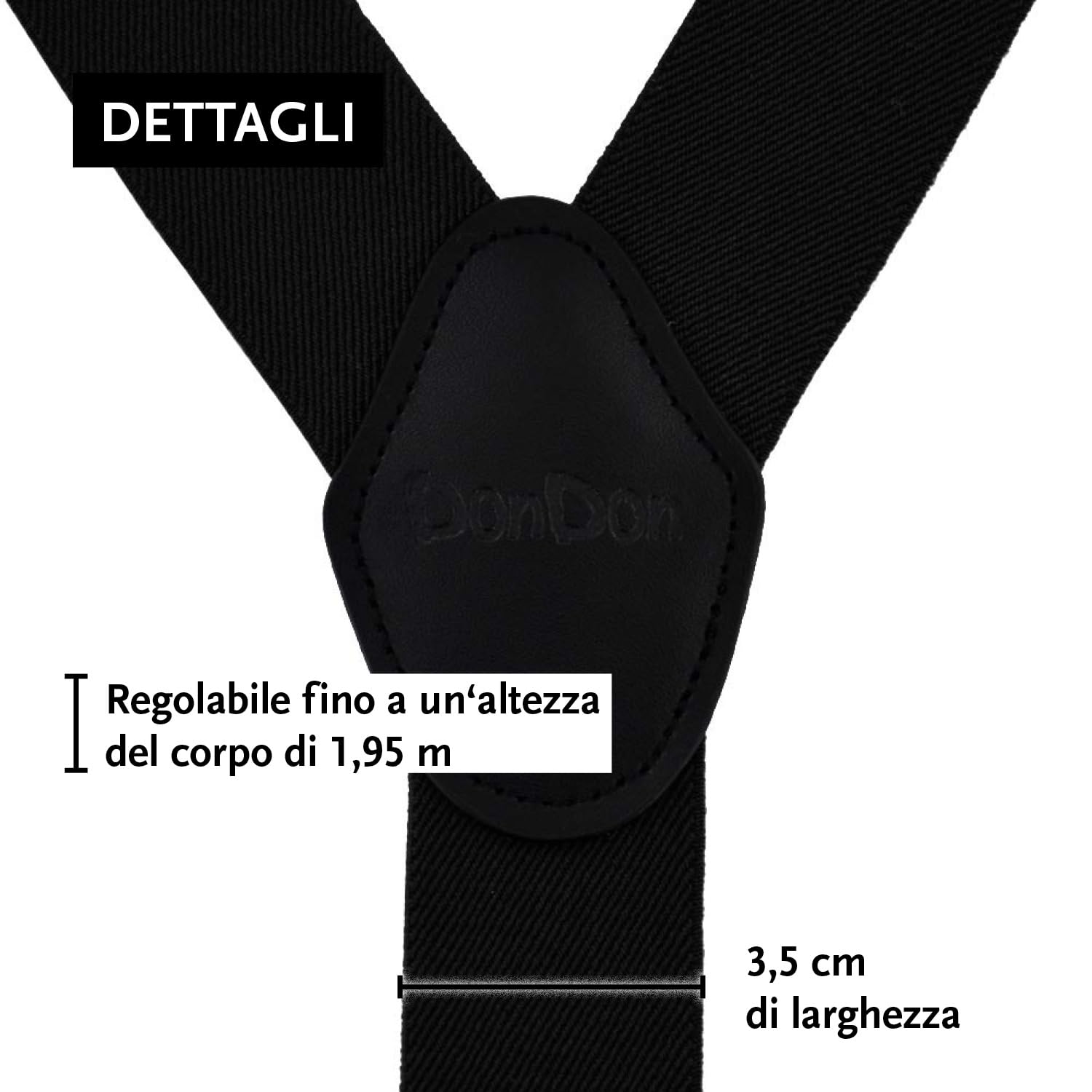 DonDon Bretelle uomo eleganti Bretelle uomo lavoro extra forte clip larghe 3,5 cm