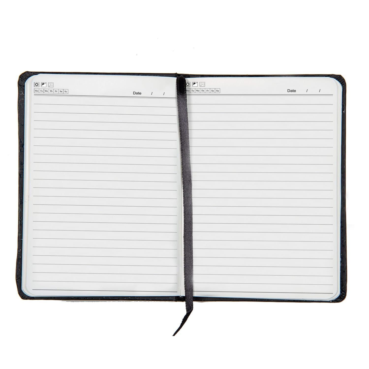 AccuPrints A6 Hard Bound Diary Size 6 x 4.2 inches with 160 Pages | Notebook Diary with Elastic Lock PU Leather Pocket Diary for Office (Black) 2