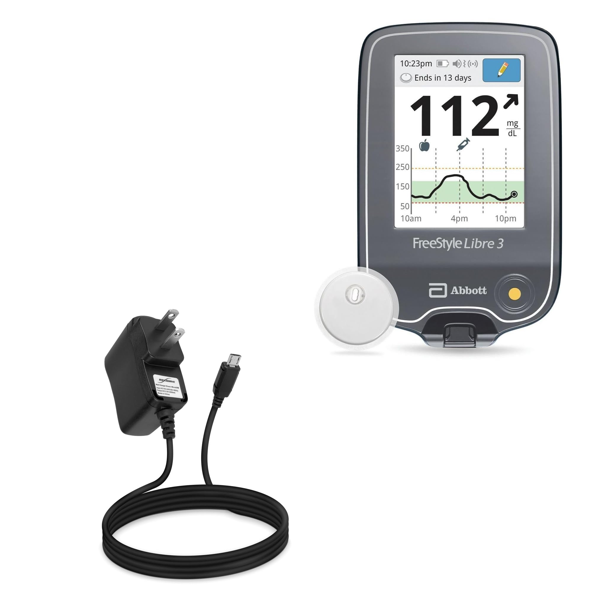 BoxWave Charger Compatible with Freestyle Libre 3 - Wall Charger Direct (5W), Wall Plug Charger