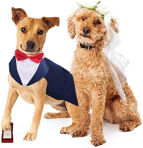 Miniatura 7 de PUMYPOREITY Traje de esmoquin para perro pequeño, traje de boda para perro, esmoquin de gato, esmoquin para perro y bandana para Chihuahua, Boston