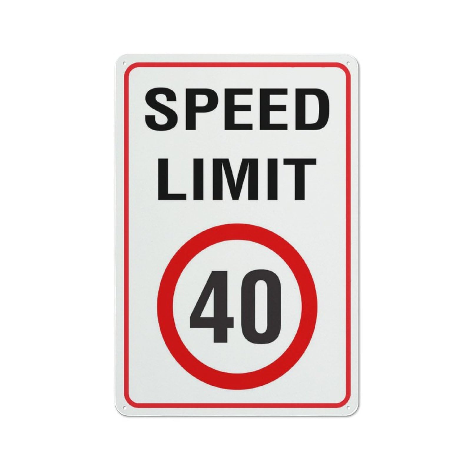Speed Limit 40Km Sign, 8x12 Inch Rust-Free Aluminum Outdoor Metal Tin Sign for Home, Business, Yard