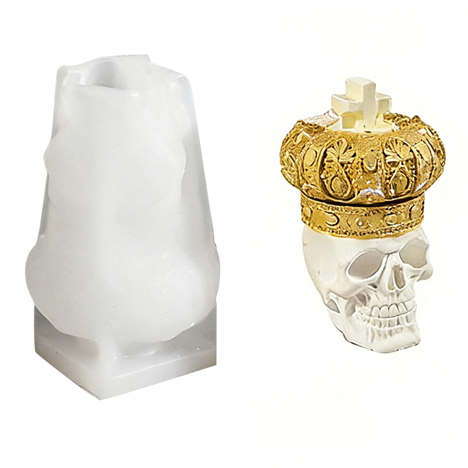 Qusinfc Creative Crucifix King Skull Ornament Mold for Resin Casting Projects Beginner Friendly Halloween Skull Cast
