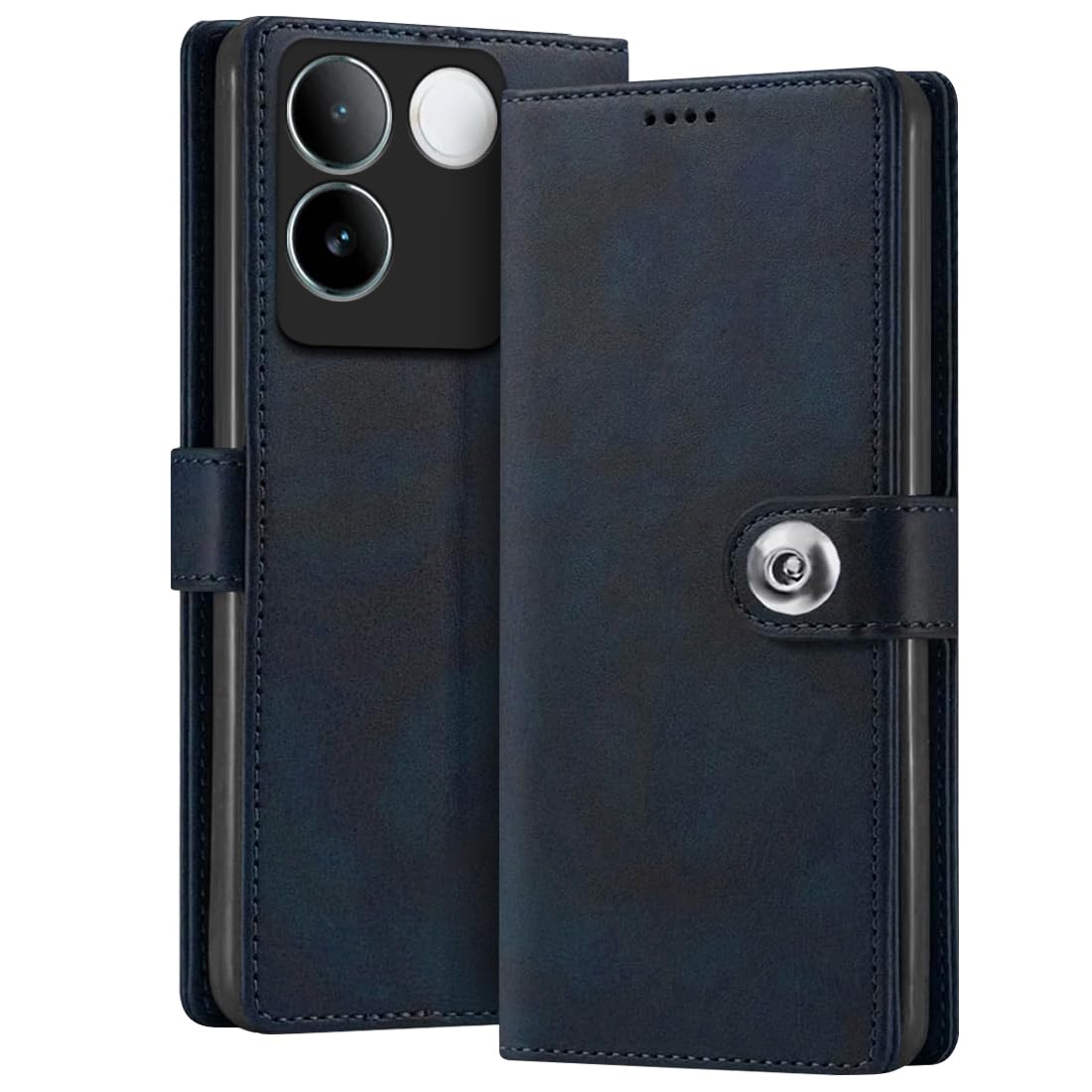 Fashionury Flip Back Cover for iQOO Z7 Pro 5G / Vivo T2 Pro 5G | Genuine Leather Finish | Designer Button | Inbuilt Pockets & Stand | Flip Cover Back Case for iQOO Z7 Pro 5G / Vivo T2 Pro 5G (Blue) (B0CK4S13T1) Amazon Price History, Amazon Price Tracker