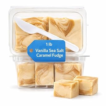 Vanilla Sea Salt Caramel Fudge, 1 lb, Creamy Gourmet Candy Squares