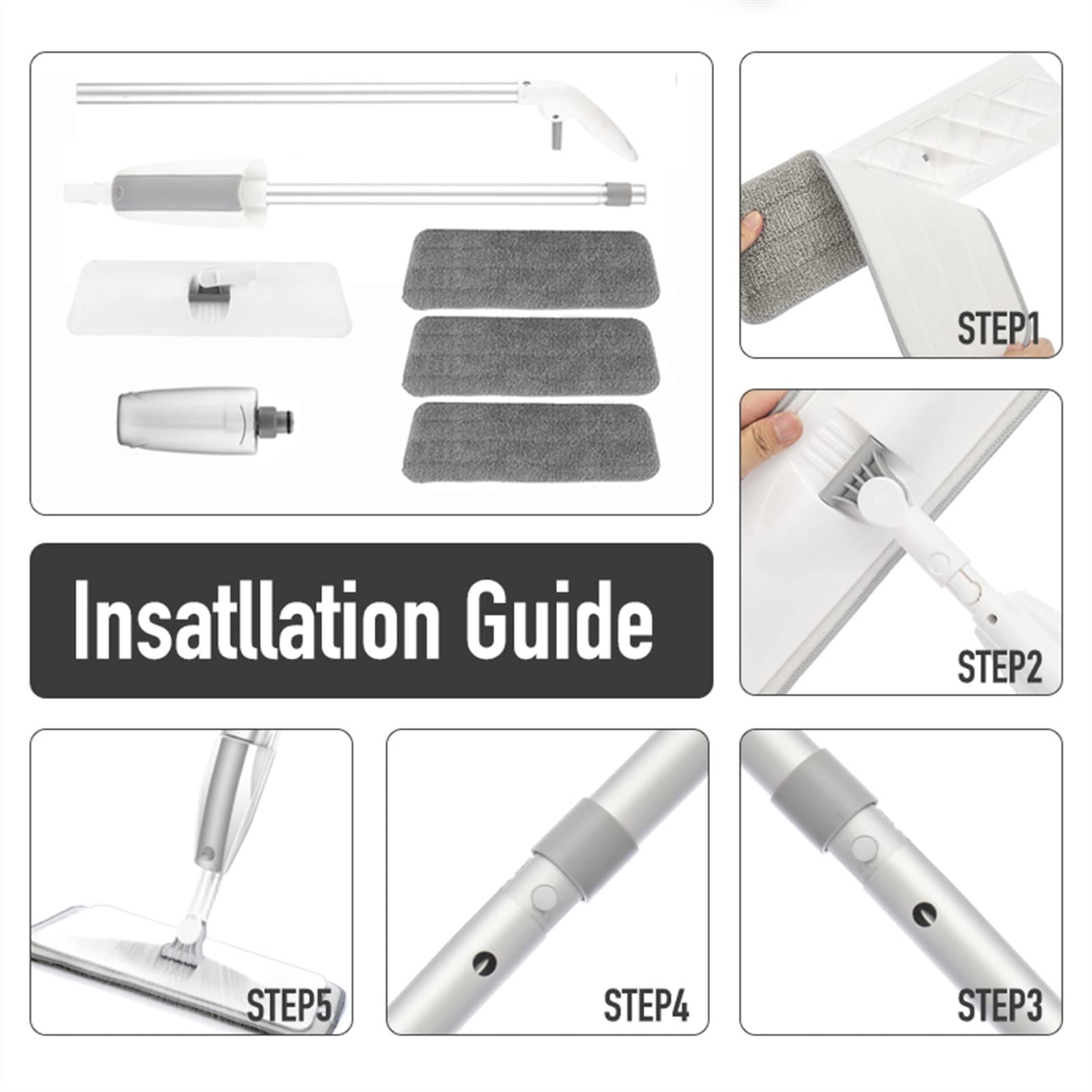 Spray MOP for limpiar piso con almohadillas de microfibra reutilizable 360 ​​° Rotación de mano MOP MOP MOP Limpieza de herramientas for la cocina for el hogar Piso de madera laminado de madera dura