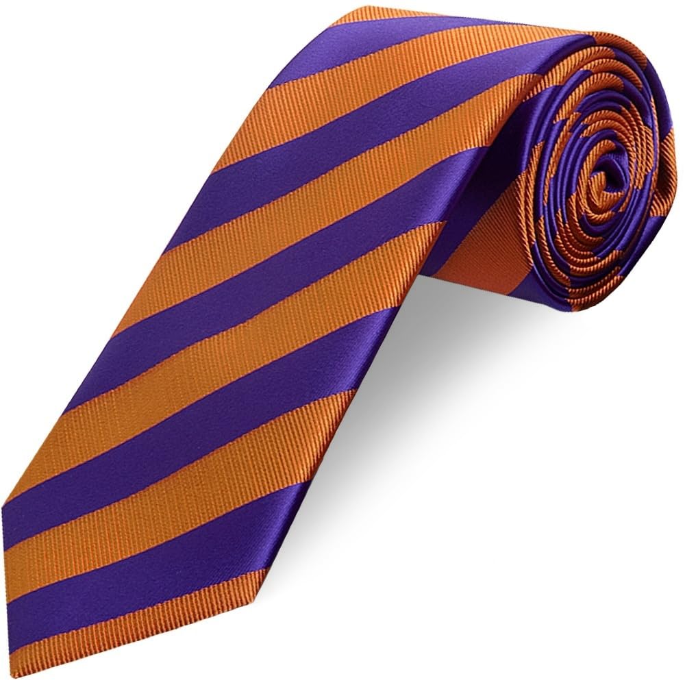 Ties R Us Men's Orange Purple And Striped Classic Tie