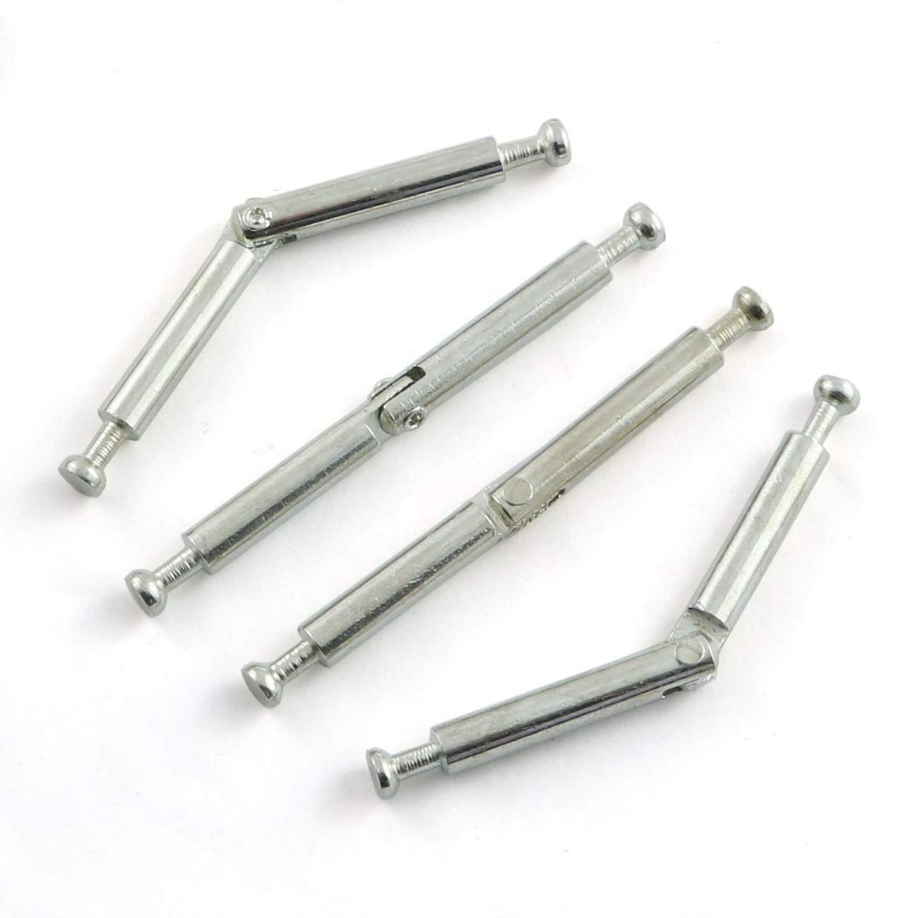 PZRT 4-Set Furniture Hardware Double End Rod Connection Cam Fittings – 64mm Rod, 15x12mm Cam, For Board Panel Connections