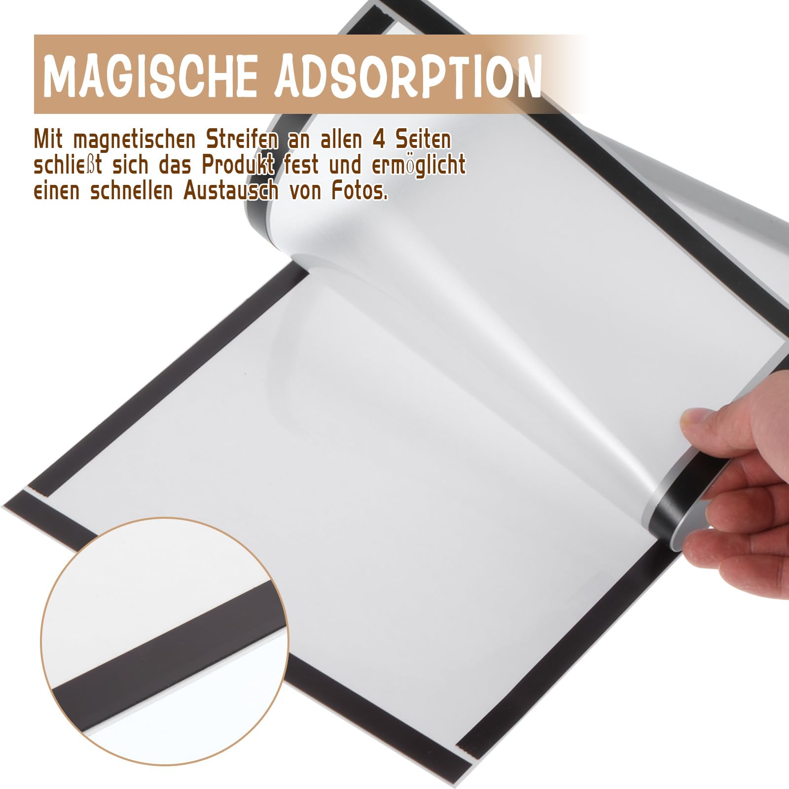15 Stück Magnetrahmen A4 Selbstklebend – Magnetischer Bilderrahmen für Dokumente, Hinweise & Poster – Magnetfolie Selbstklebend – Rahmen DIN A4 – Bilderrahmen Magnetisch für Büro, Schule, Zuhause