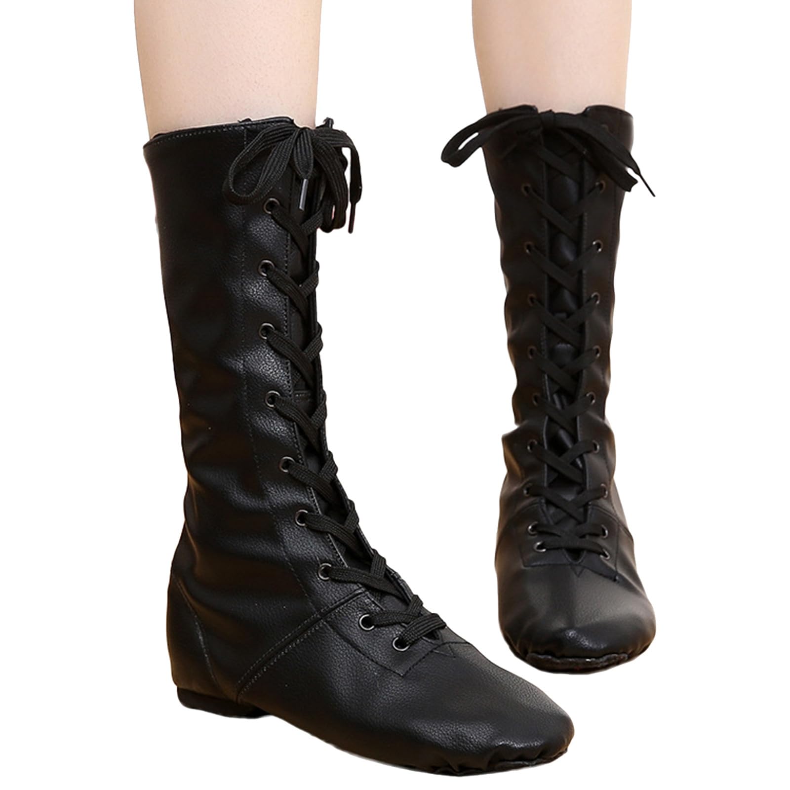 Chaussures de Danse Chaussure de Ballet Boot Suela Flexible Yoga Gimnasia Split Plate Ballet Suave Lona Zapatillas para Hombres Mujeres Little Kid Cordones Niñas Canvas Jazz Dance Botas