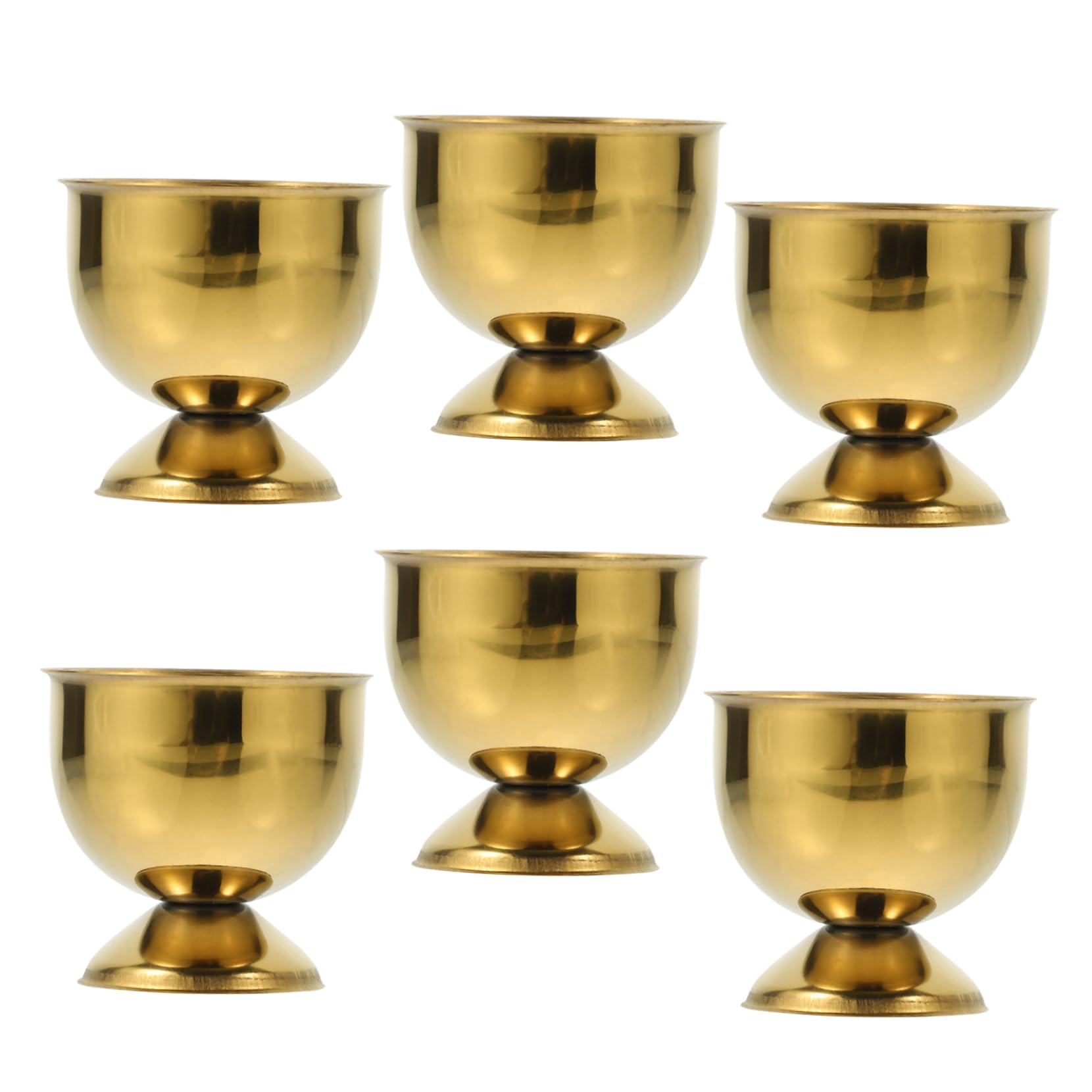 MOLUCKFU 6pcs Egg Tray Novelty Egg Cups Boiled Eggs Shell Cup Kitchen Cups Offering Cups Holders Candy Containers Mini Shot Glasses Egg Holder Cocidos Topper Stand Stainless Steel Golden