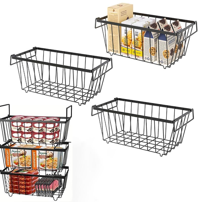 Cestello Per Congelatore A Pozzetto Contenitore Organizer Per Congelatore Espandibile Per Carichi Pesanti Con Maniglia Accessori Per Congelatore A Pozzetto Per Cucina (Grande - 3
