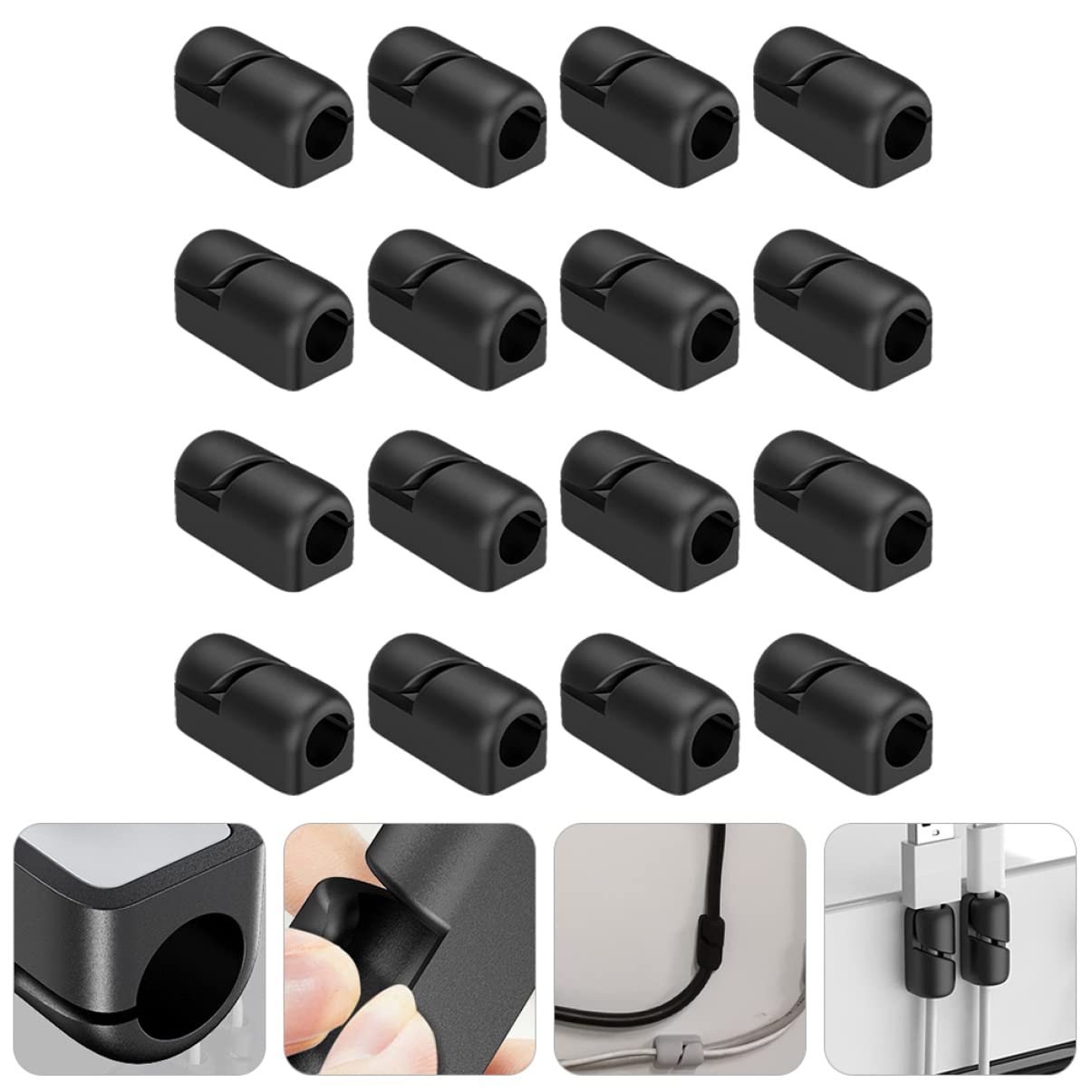 DOITOOL 3 Sätze Kabelhalteclip Auto-halteklammern Kabelklemmen Für Kabelmanagement-clips Selbstklebende Drahtklemmen Kleine Klammer Kabelorganisatoren Bausatz Kieselgel Black 20 Stück * 3