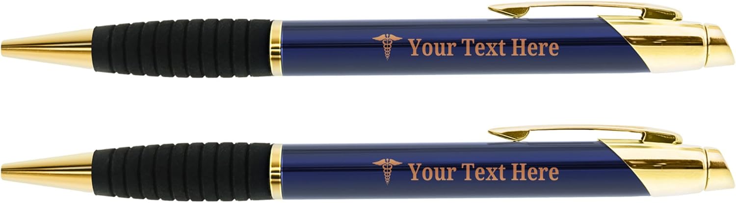 RN Gifts Customized Nurse Pen Set Dr Pens Engraved Blue Rotating 2-Pack Gift Personalized Pen Set