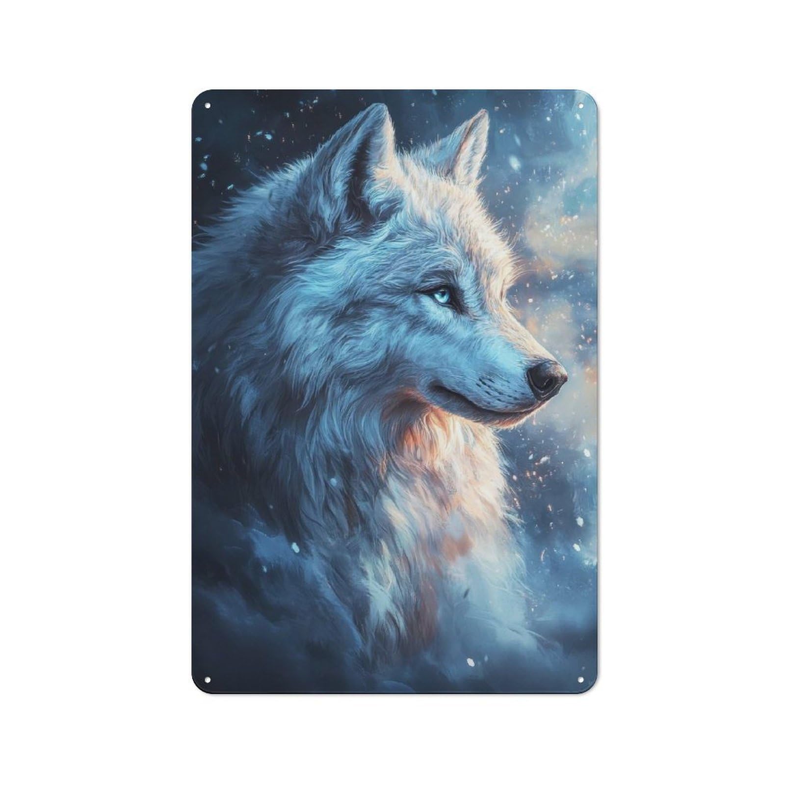 Junmoney Style-9 White Wolf Portrait Decorative Tin Sign 30X20cm, Country Country Wall Plaque For Dining Room, Cafe, Entryway Or Family Room