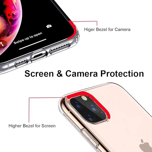 Miniatura 5 de Unov Funda compatible con iPhone 11 Pro, transparente, con diseño delgado, protector suave de TPU a prueba de golpes, patrón de flores en relieve de