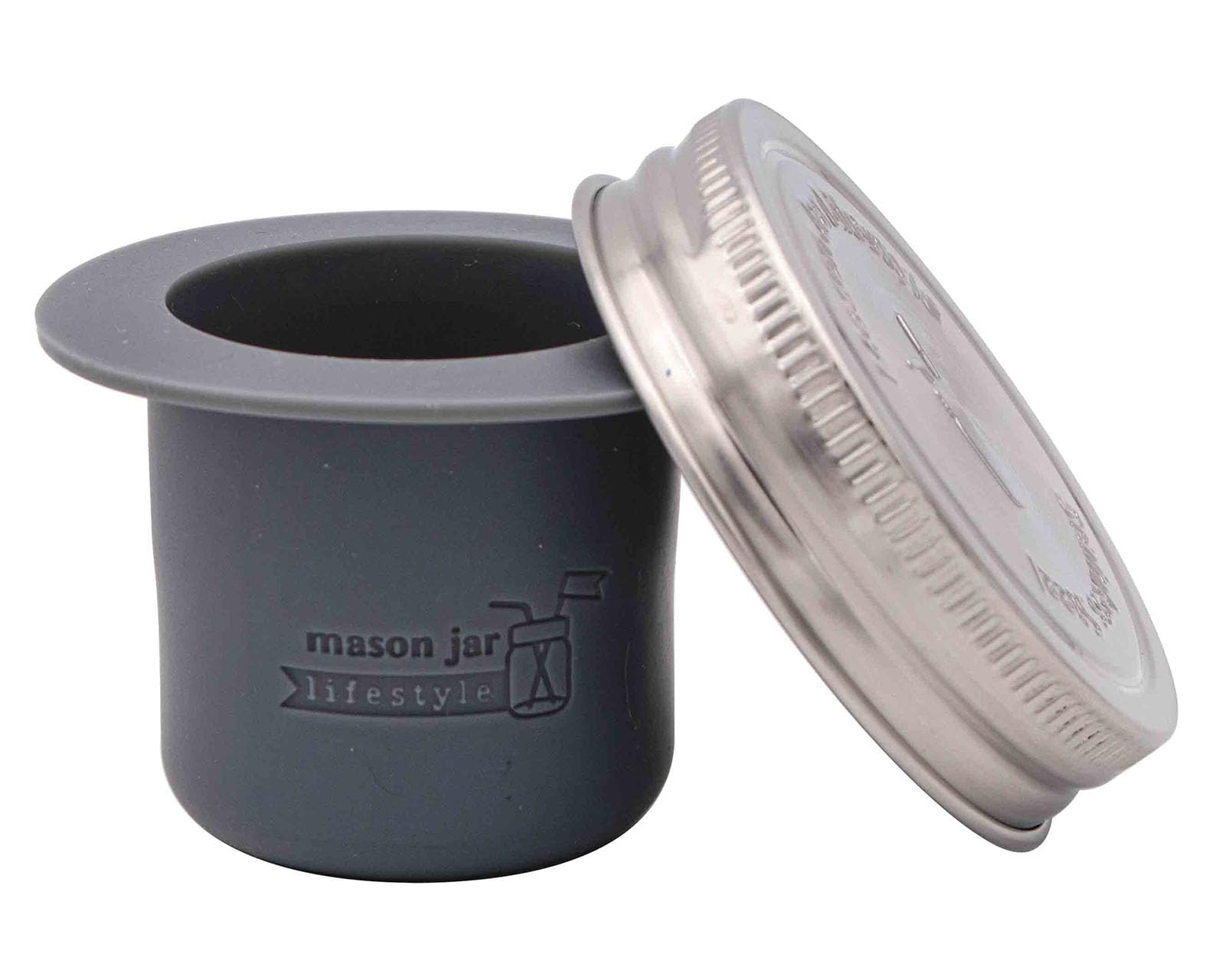 Mason Jar Lifestyle Divider Cup For Salads, Dips, and Snacks. Plastic Free Bento Lunch Container(Charcoal Gray, Regular Mouth)