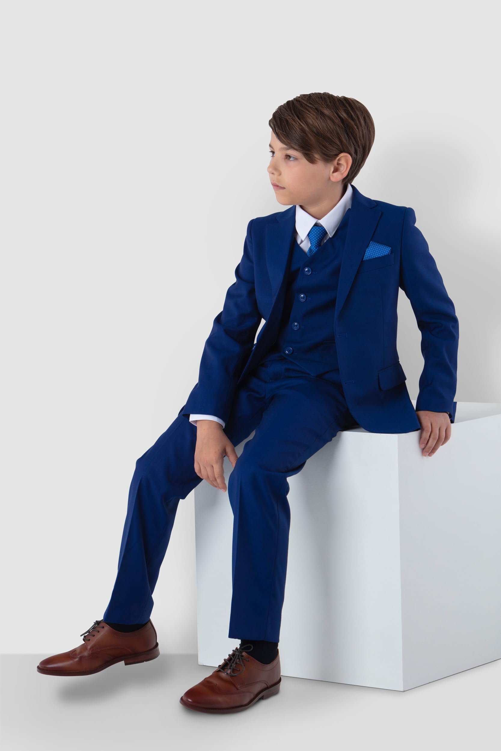 Festlicher Kinder Anzug Jungen Hochzeit Anzug Kommunionanzug 6-teilig Royalblau