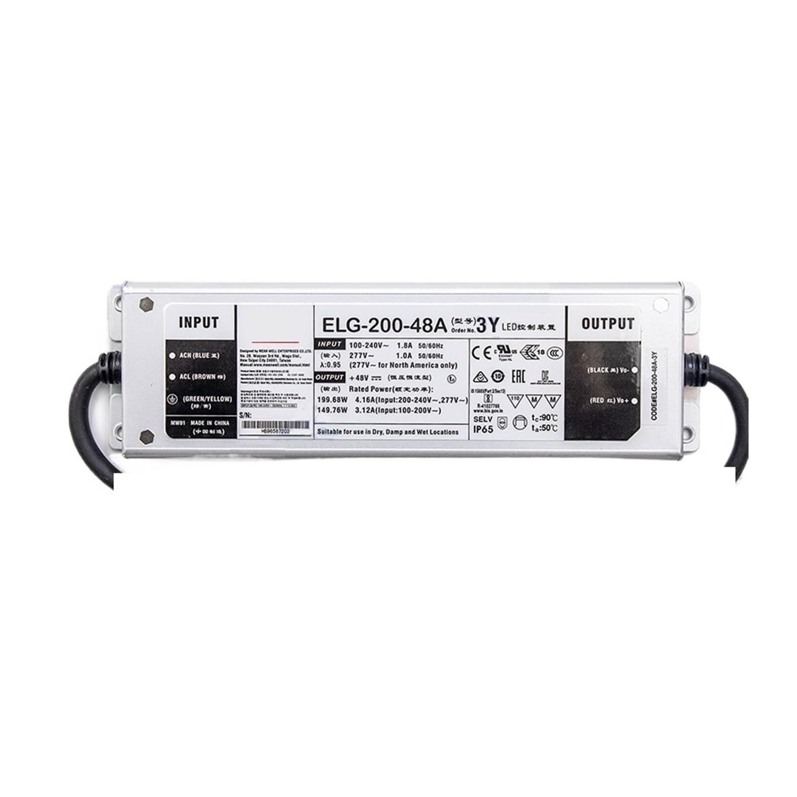 JNURGWLYH ELG-200-A 200W Waterproof Drive Power Supply 12A/24A/36A/42A/48A/54A(Elg-200-12a)