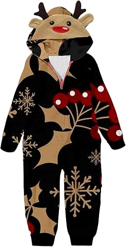 Miniatura 6 de ADUWOAN Pijamas de Navidad familiares a juego con capucha, conjunto de pijama suave y acogedor para Navidad con estampado de pijamas a juego