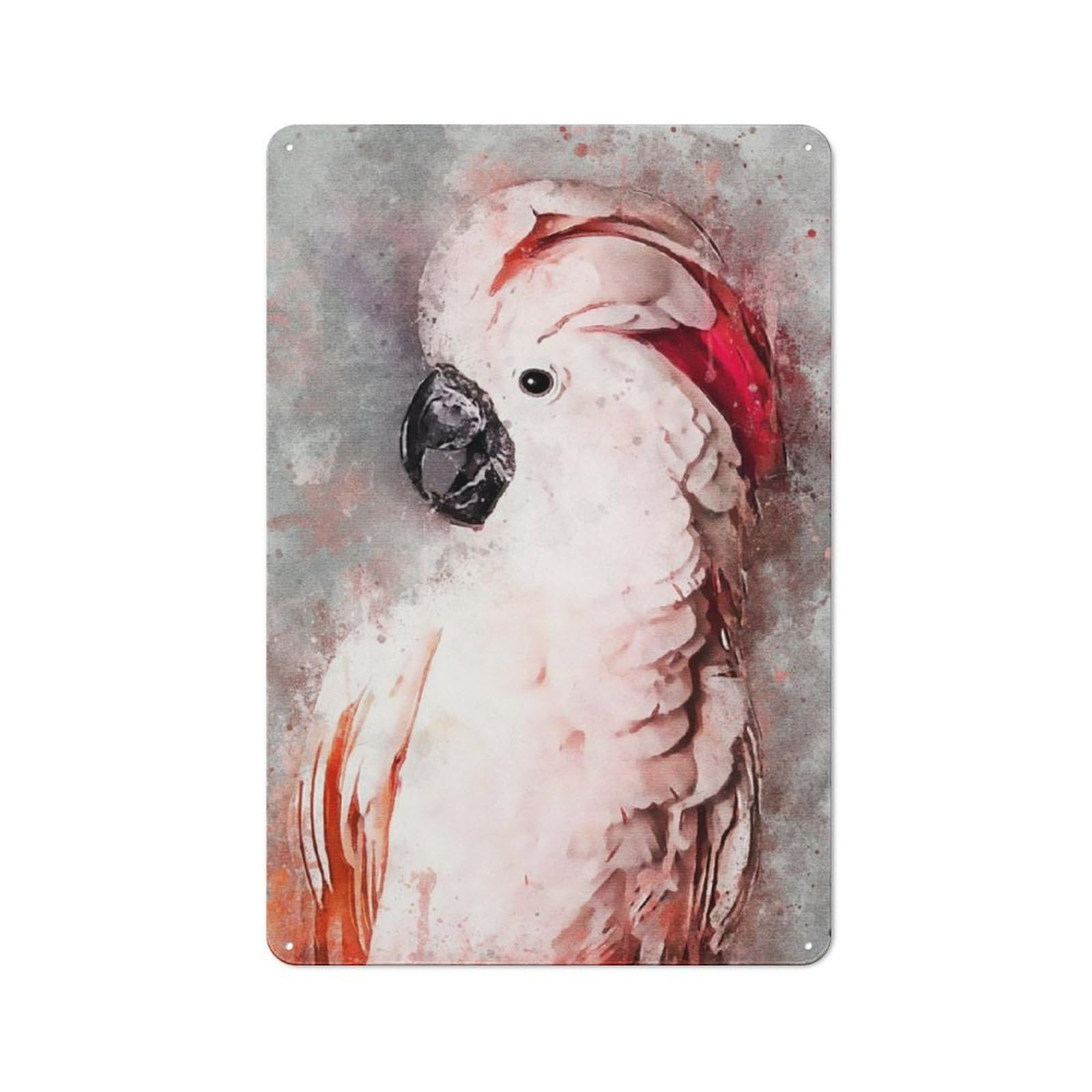 Junmoney Pink Cockatoo Vintage Tin Sign 30X20cm With For Garage Wall, Suited To People Furnishing A Garage
