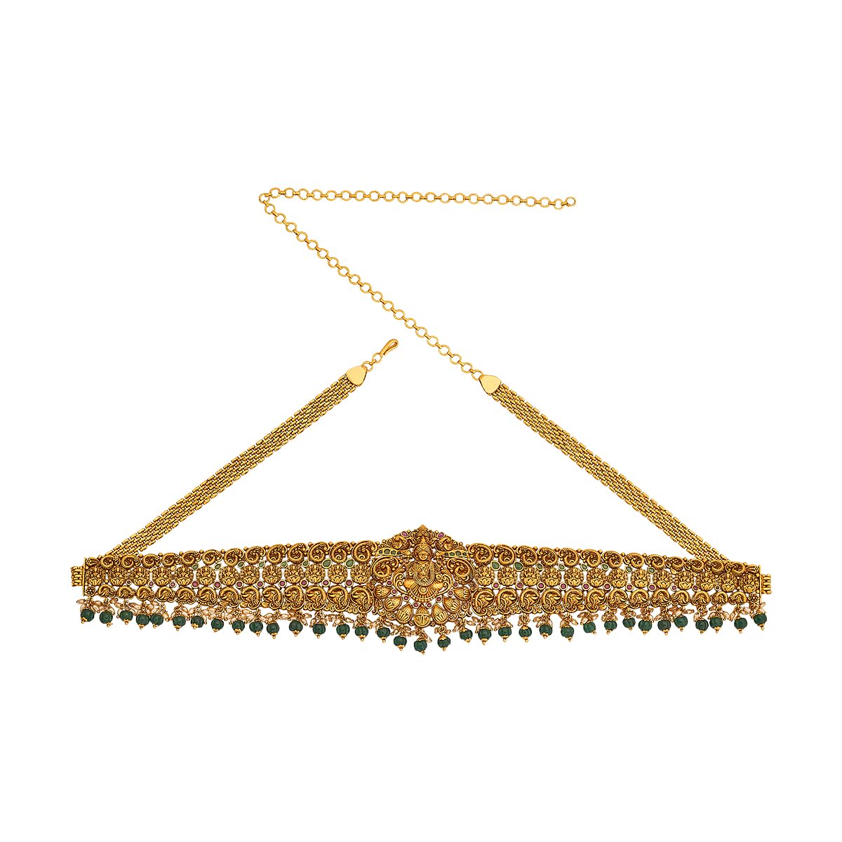 kushal's Fashion Jewellery Ruby-Green Gold Plated Antique Kamarbandh Waist Belt with Adjustable Chain for Women - Bridal & Special Occasion Jewellery - 447580-picture-36