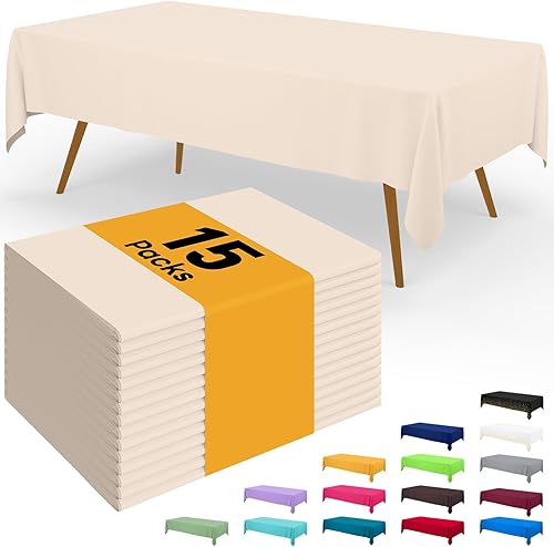 Miniatura 79 de Smiry - Juego de 6 manteles desechables, manteles rectangulares impermeables de 54 x 108 pulgadas para fiestas, mantel de plástico decorativo, a